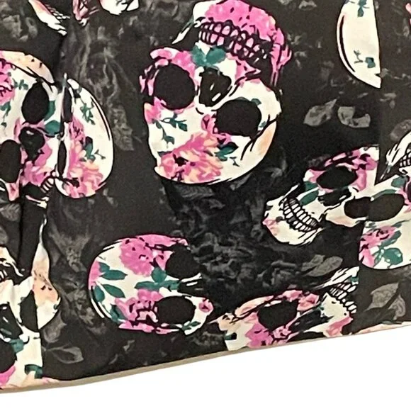 Torrid Curve Womens Wireless Bra Black Floral Skull Print Sz 46C - Picture 2 of 7